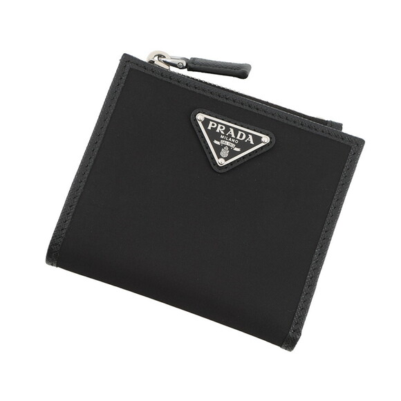 Prada Re-Nylon Triangle Compact Wallet Black 2ML049